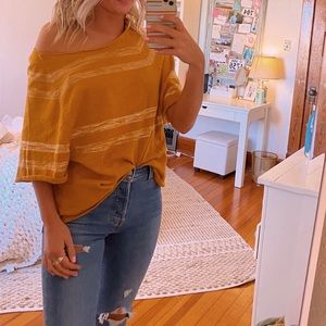 Boat-Neck Mustard Comfy Tee